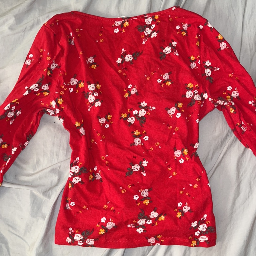 Garage Red floral wrap long sleeve top 💌 - Picture 5 of 5